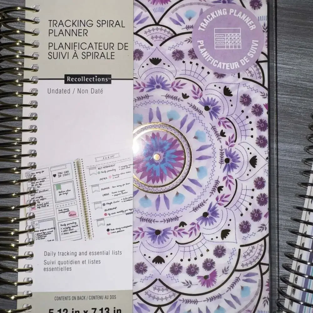Set of TWO NONDATED Monthly Planner Calendar Notebook, fitness and tracking